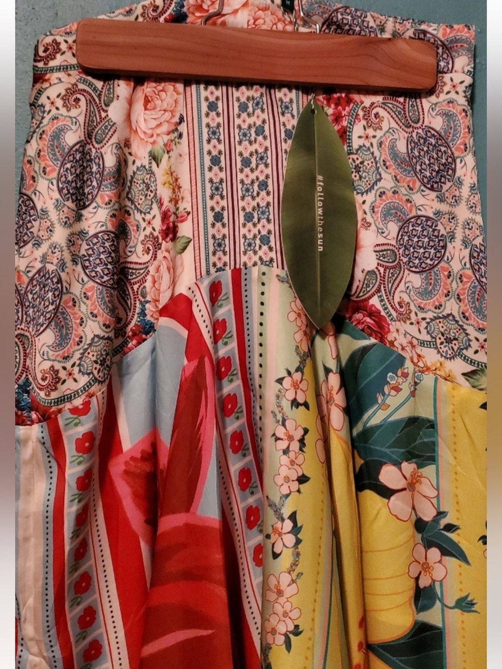 Farm Rio Azalea Mix Midi Skirt Asymetrical Floral Handkerchief Hem medium NWT - Picture 3 of 9